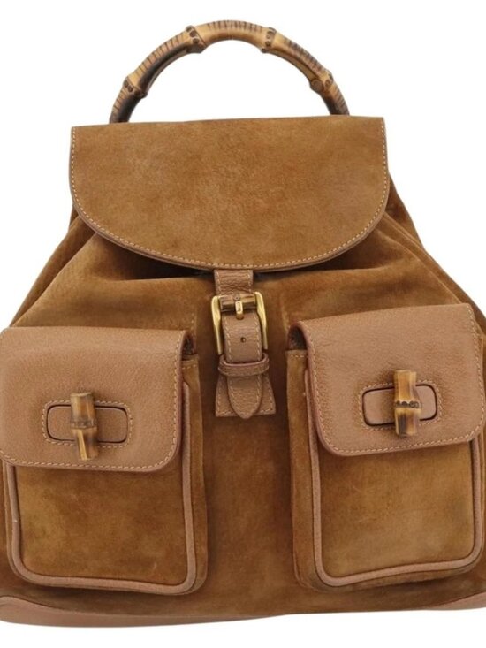 GUCCI Bamboo Backpack Suede Brown Gold 003 2058 0016 Auth 171248 main image 4